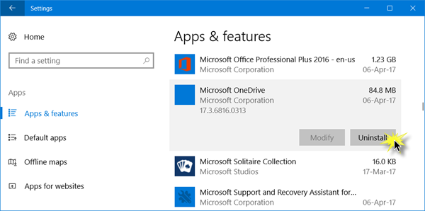 Desinstale OneDrive en Windows 10 o cualquier versión de Windows